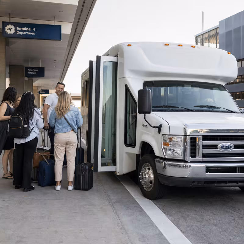 Black Mercedes Sprinter van staged for an Phoenix Airport Transportation group
