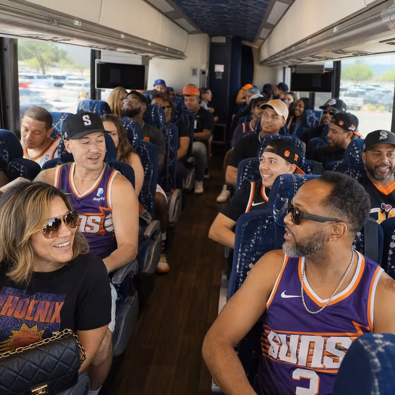 Passenger seating aboard a Phoenix party bus rental