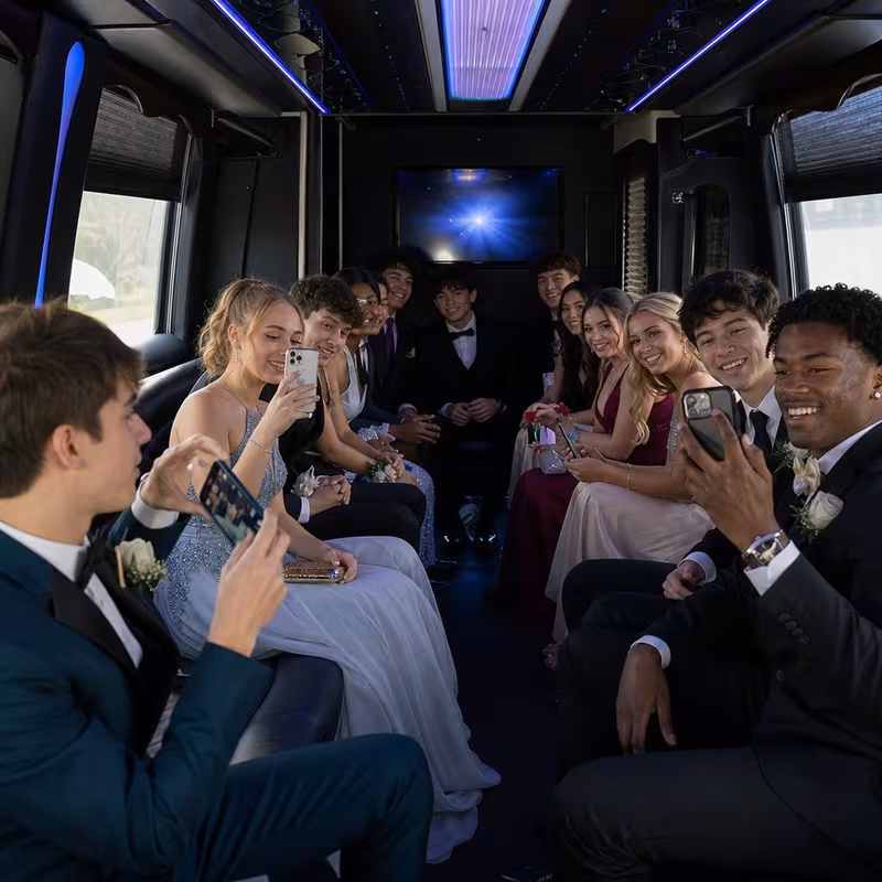 Black Mercedes Sprinter van staged for an Phoenix Prom & Homecoming Transportation group
