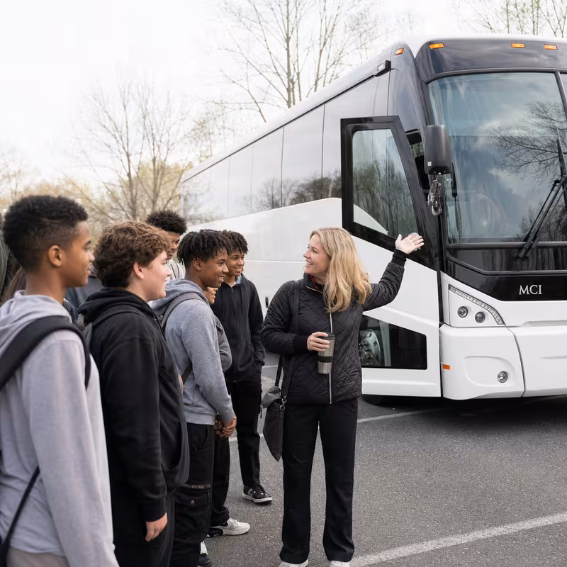 Black Mercedes Sprinter van staged for an Phoenix School Transportation group