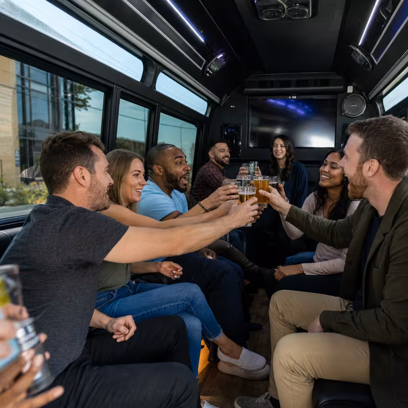 Black Mercedes Sprinter van staged for an Phoenix Winery & Brewery Tour Transportation group
